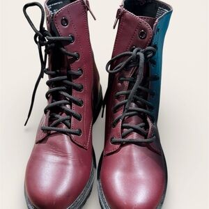 Time and Tru Burgundy and Black Combat Boots